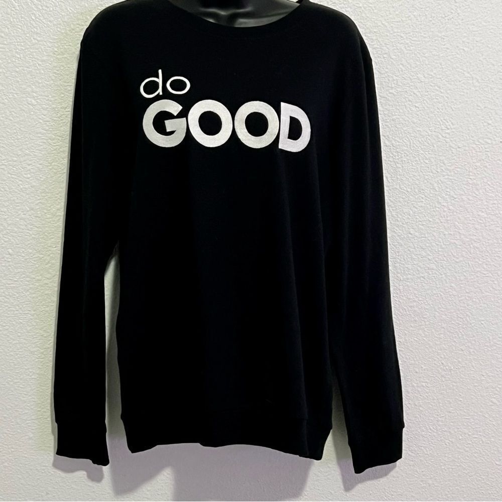NWT Secret Soul “Do Good” black White Embroidered Logo Tunic Sweatshirt M